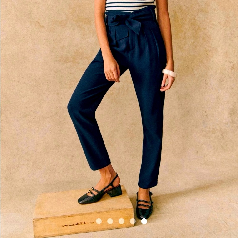 Sezane Navy Austin Trousers